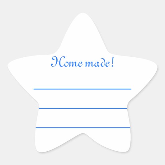 Blauwe jam-etiket "Home made" Ster Sticker (Voorkant)