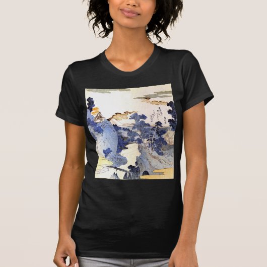  blauwe Japanse kunst T-shirt (Voorkant)