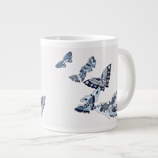 Blauwe  japanse vlinder extra grote beker (Voorkant rechts)