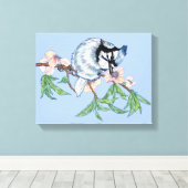 Blauwe jay canvas afdruk (Insitu (Houten vloer))