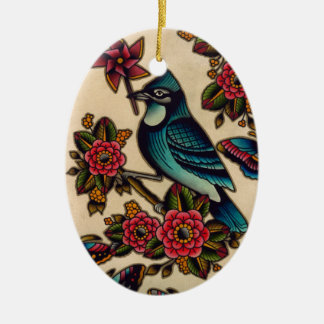 blauwe jay keramisch ornament