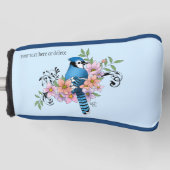 Blauwe Jay Lente Bloemen Golfheadcover (Voorkant)