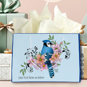 Blauwe Jay Lente Bloemen Groot Cadeauzakje