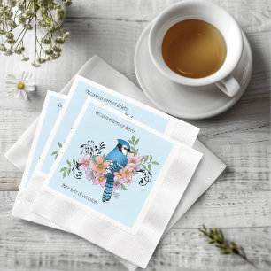 Blauwe Jay Lente Bloemen Servet