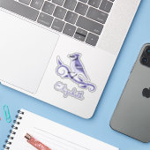 Blauwe Jay Naam Vinyl Stickers (Laptop met iPhone)