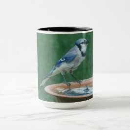 Blauwe Jay op Vogelbad Vogelfotografie 15oz Koffie Mok