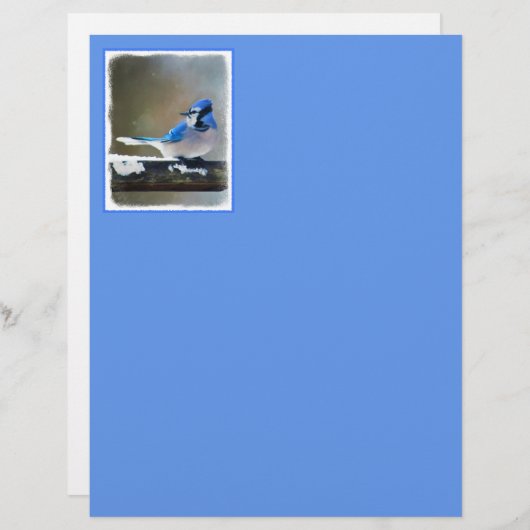 Blauwe jay-schildering - Oorspronkelijke vogelkuns (Voorkant / Achterkant)