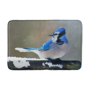 Blauwe jay-schildering - Oorspronkelijke vogelkuns Badmat