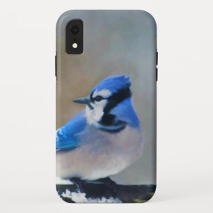 Blauwe jay-schildering - Oorspronkelijke vogelkuns iPhone XR Hoesje