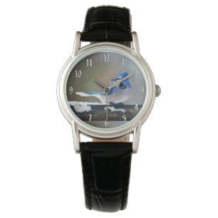 Blauwe jay-schildering - Oorspronkelijke vogelkuns Horloge