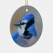 Blauwe jay-schildering - Oorspronkelijke vogelkuns Keramisch Ornament (Rechts)