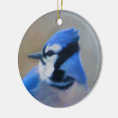 Blauwe jay-schildering - Oorspronkelijke vogelkuns Keramisch Ornament (Links)