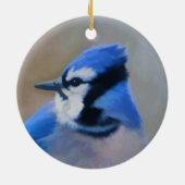 Blauwe jay-schildering - Oorspronkelijke vogelkuns Keramisch Ornament (Achterkant)