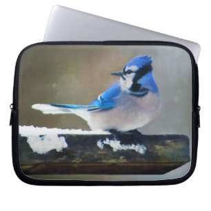 Blauwe jay-schildering - Oorspronkelijke vogelkuns Laptop Sleeve