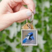 Blauwe jay-schildering - Oorspronkelijke vogelkuns Sleutelhanger (Hand)