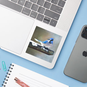 Blauwe jay-schildering - Oorspronkelijke vogelkuns Sticker