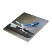 Blauwe jay-schildering - Oorspronkelijke vogelkuns Tegeltje (Zijkant)