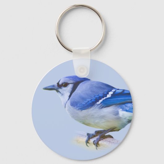 blauwe Jay Sleutelhanger (Voorkant)