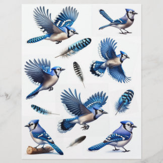 Blauwe Jays en veren Fussy Cuts