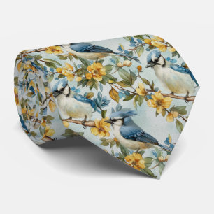 Blauwe Jays in bomen Stropdas