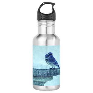 Blauwe Jays Wintervoer Painterly Roestvrij staal Waterfles