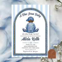Blauwe Jean Baby Jongen Baby Shower Uitnodiging