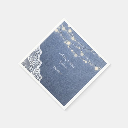 Blauwe Jean, Kant, String Lights Servet (Hoek)