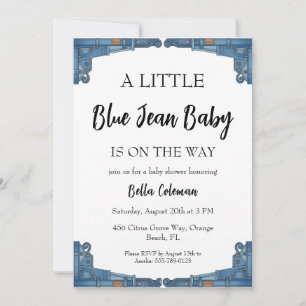 blauwe jeans baby shower uitnodigingen