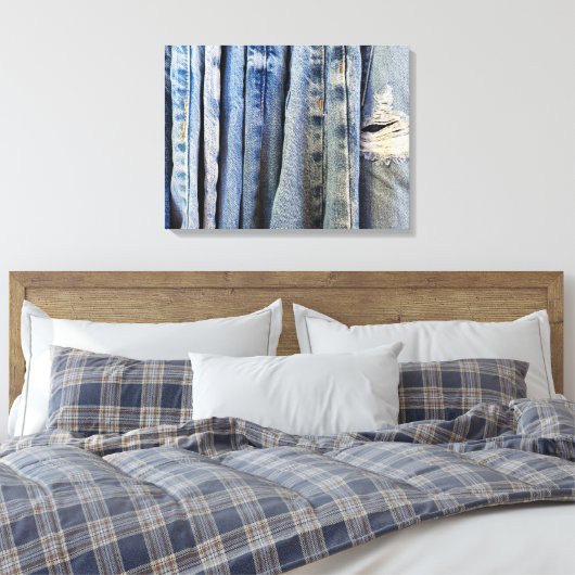 Blauwe Jeans Canvas Afdruk (Insitu (Slaapkamer))