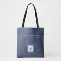 Blauwe jeans denim stijl gepersonaliseerd monogram