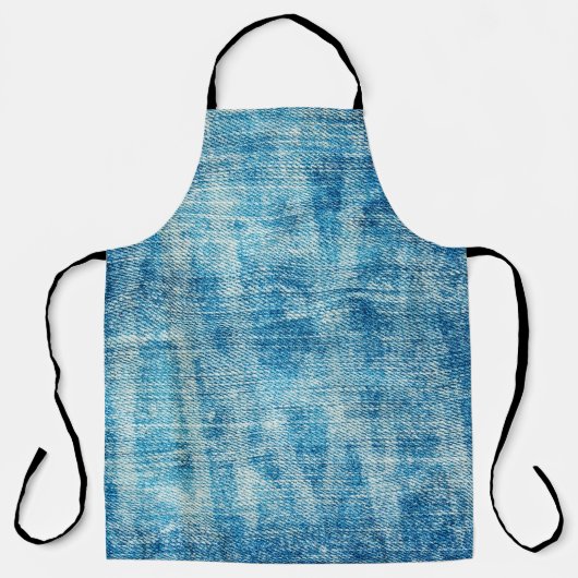 Blauwe jeans denim textuur schort (Voorkant)