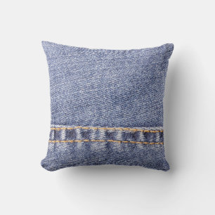 Blauwe jeans: gedetailleerde naaitextuur. kussen