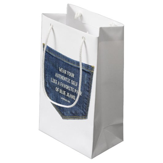 Blauwe Jeans Klein Cadeauzakje (Achterkant Gekanteld)