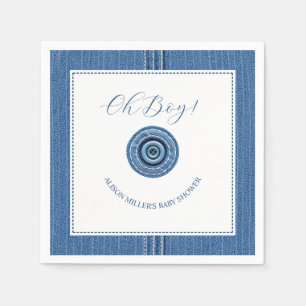 Blauwe jeans met hechtingen en knop baby boy showe servet