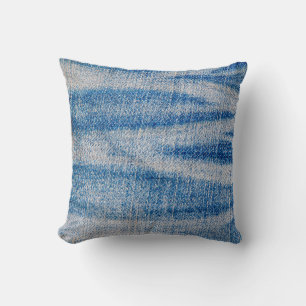 Blauwe jeans stof textuur, textiel achtergrond kussen