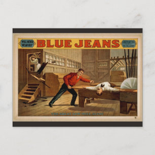 Blauwe Jeans, 'The Great Saw Mill Scene' Retro The Briefkaart