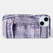 Blauwe jeans zak, stof, naden, noppen Case-Mate iPhone case (Achterkant (horizontaal))