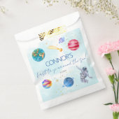 Blauwe jongen van buitenruimteschets bedankzakje (Gezegeld)