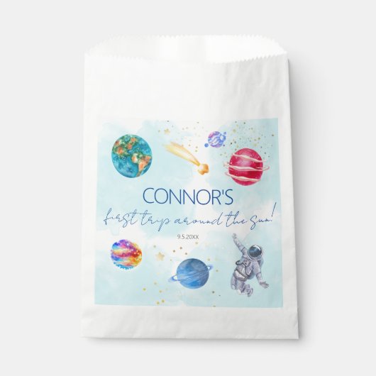 Blauwe jongen van buitenruimteschets bedankzakje (Voorkant)