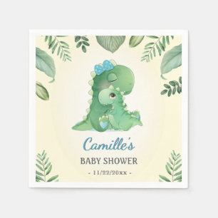 Blauwe Jongen Wilde Dinosaur Baby Shower Strooitaf Servet