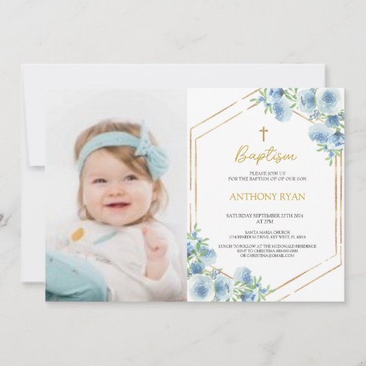 Blauwe Jongens Doop Kaart (Voorkant)