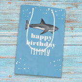 Blauwe Jongens Verjaardagsfeestje Haaien Custom Medium Cadeauzakje