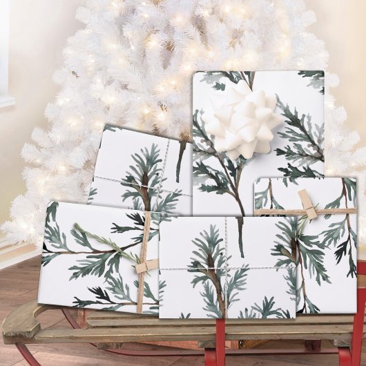 Blauwe Juniper en cedar Tree Branch Winter Greener Inpakpapier Vel