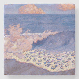 Blauwe kaap, golfeffect, c.1893 stenen onderzetter