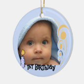 Blauwe kaars, eerste geboorte, keepaardse versieri keramisch ornament (Links)