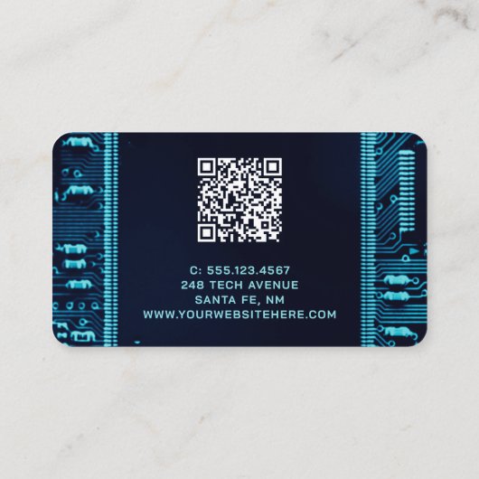 Blauwe kaart QR Code Electronics Engineer Visitekaartje (Achterkant)