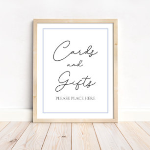 Blauwe Kaarten & Geschenken Baby shower Tafelteken Poster