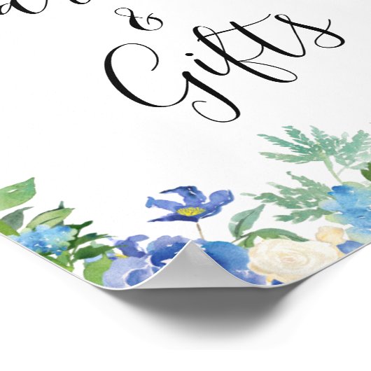 Blauwe Kaarten van de hydrangea en cadeaubonnen Poster (Hoek)