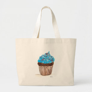 Blauwe kakkerpartij eten dessert zoete bridde grote tote bag