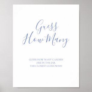 Blauwe kalligrafie Raad hoeveel kusjes poster